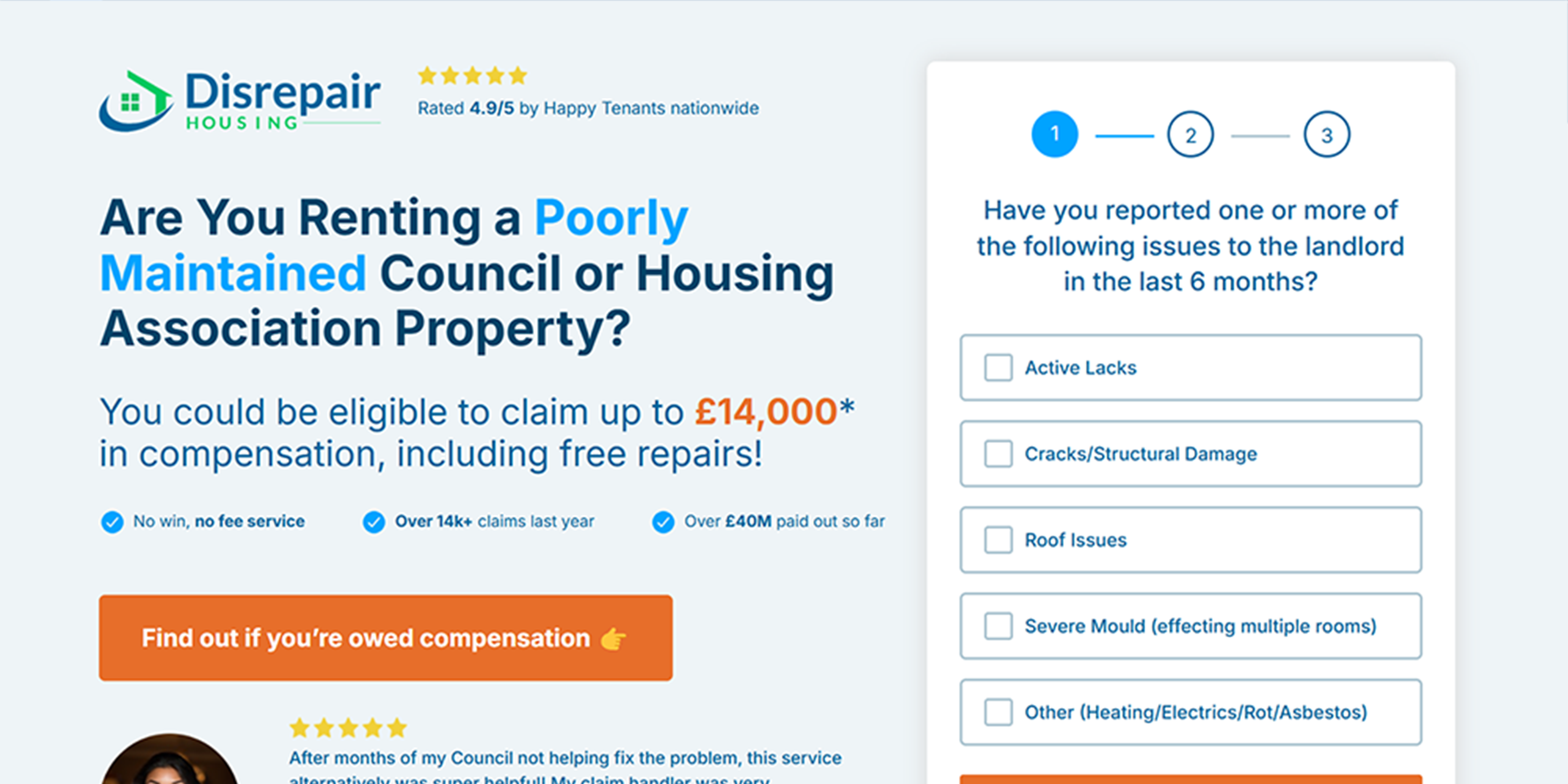 Preview of the HDR property services website